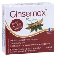 Ginsemax Korean ginseng tablets with Panax ginseng extract and B vitamins for energy and mental performance