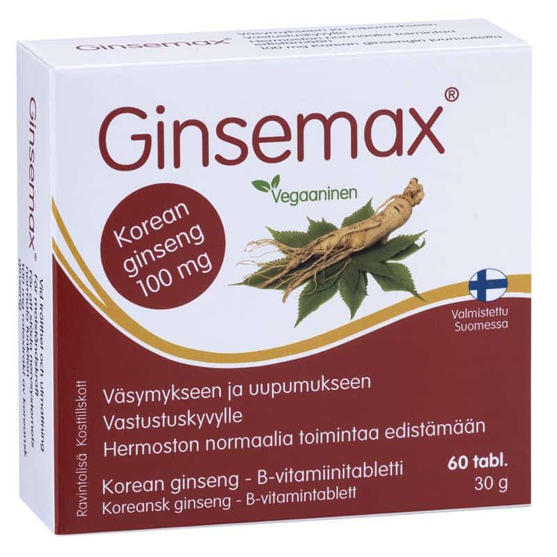 Ginsemax Korean ginseng tablets with Panax ginseng extract and B vitamins for energy and mental performance